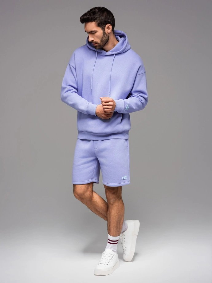 UNISEX sweatshirt set hoodie + athleisure shorts - lavender V9 Z110