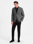 Men's blazer with elbow patches - black V5 OM-BLZB-0108