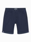 Vyriški klasikiniai chino šortai su užlenktomis kojomis - tamsiai mėlyni V10 OM-SRCS-0197