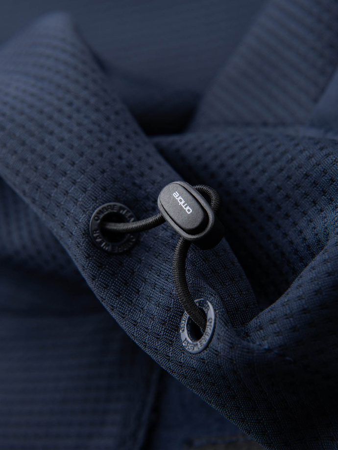 Jachetă sport ușoară colorată pentru bărbați cu fleece - maro și bleumarin V1 OM-JANP-0194