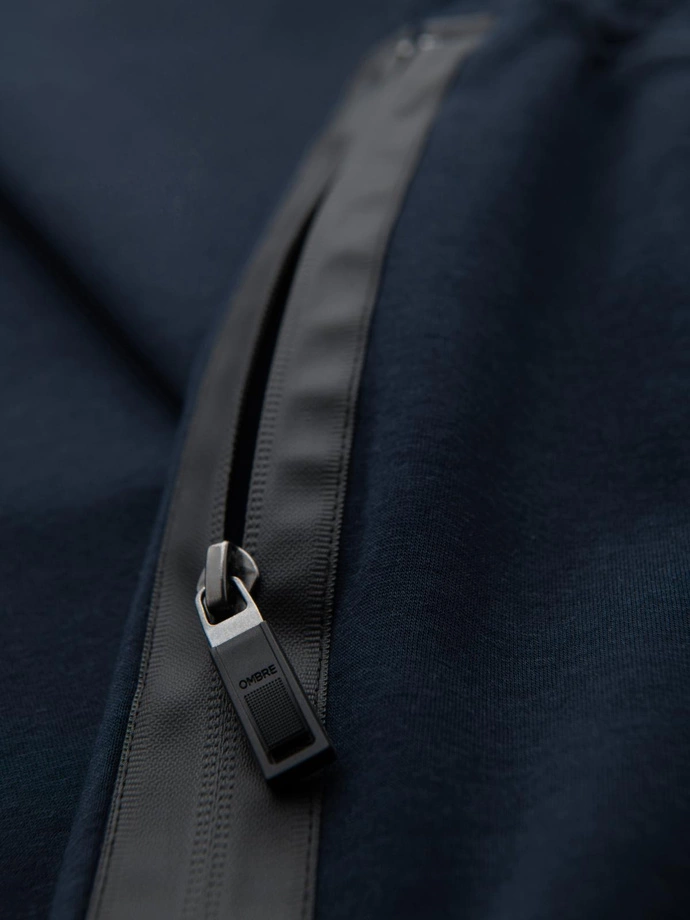 Men's sweatpants with straight leg and rubber details - dark blue V2 OM-PASK-0281