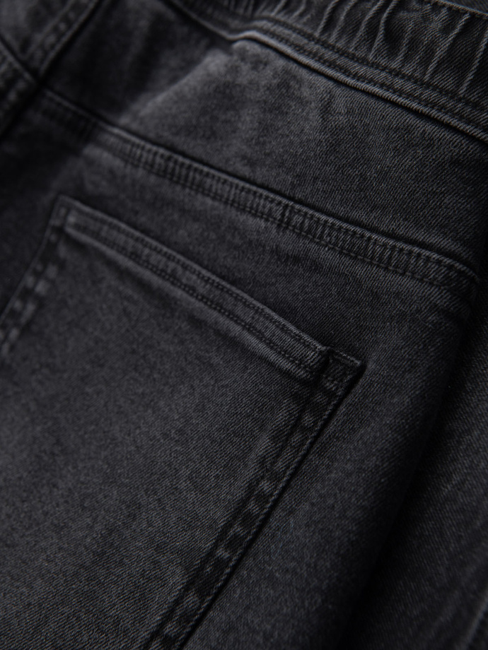 Vyriški šortai su elastine juosta ir skalbimo efektu - juodi V4 OM-SRDS-0192