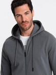 Unzipped cotton men's BASIC sweatshirt - graphite V11 OM-SSBZ-0160