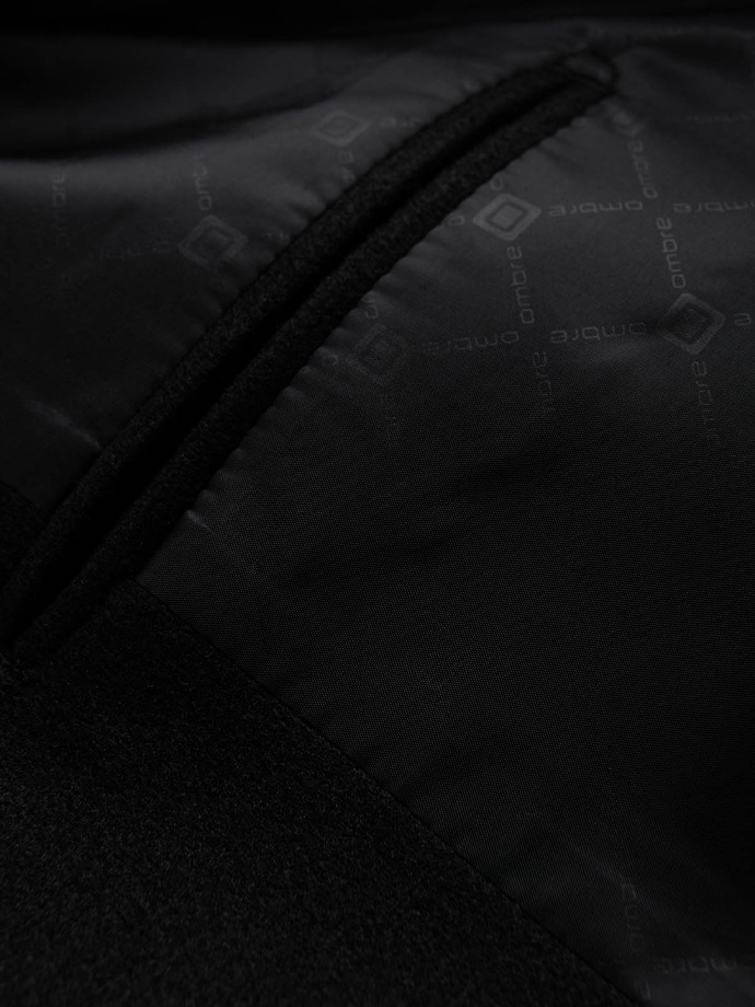 Men's casual blazer with decorative buttons on cuffs - black V3 OM-BLZB-0118