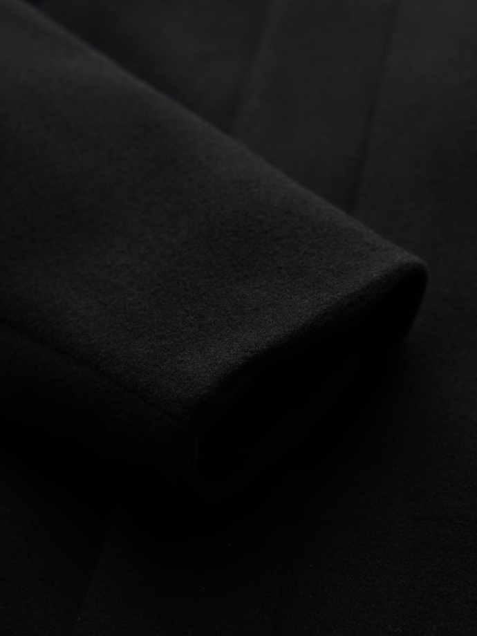 Men's coat with high collar and asymmetrical fastening - black V2 OM-COWC-0141