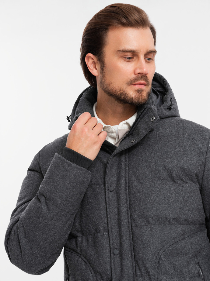 Men's lightweight jacket with mesh lining and hood - black V2 OM-JAHP-0203