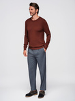 Men's sweater with round neckline in stretch knit with classic weave - maroon V4 OM-SWSW-0183