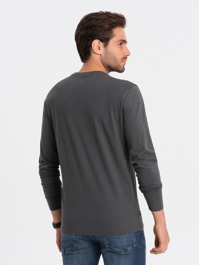 Men's BASIC longsleeve with round neckline - graphite V6 OM-LSBL-0106