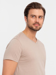 BASIC men's V-neck cotton shirt set - gray-green/white/beige V14 OM-TSBS-0233