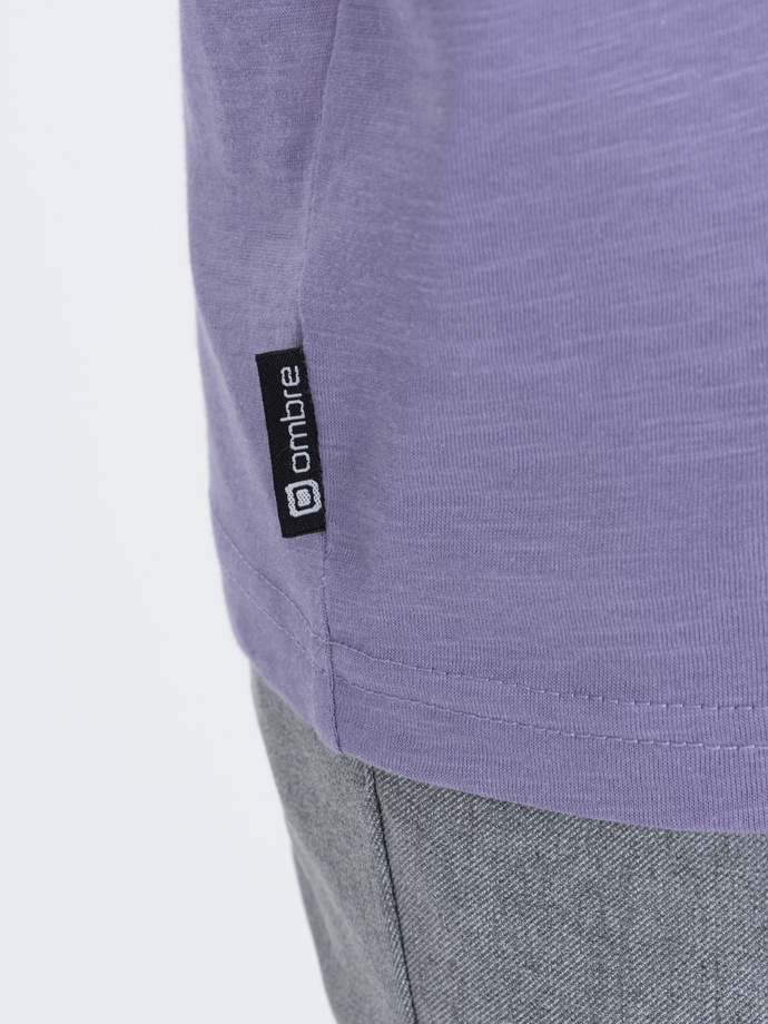 Vyriški trikotažiniai marškinėliai su kišenėmis - violetiniai V1 S1621