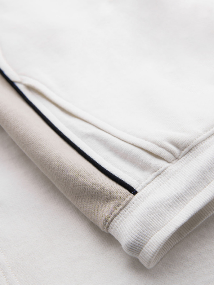 Men's short sweat shorts with wide stripes - broken white V1 OM-SRSK-0182