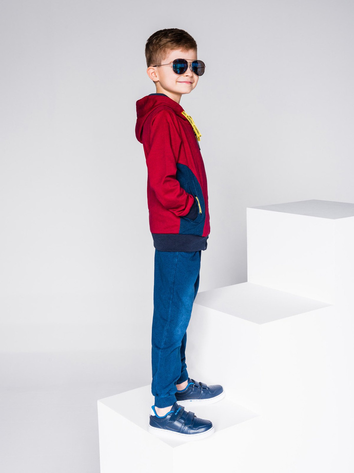 Boy's hoodie with zipper - burgundy KB013