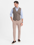 Jacquard casual men's vest without lapels - brown V1 OM-BLZV-0111