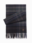 Men's Scottish check scarf with tassels - black-gray V1 OM-ACSF-0113