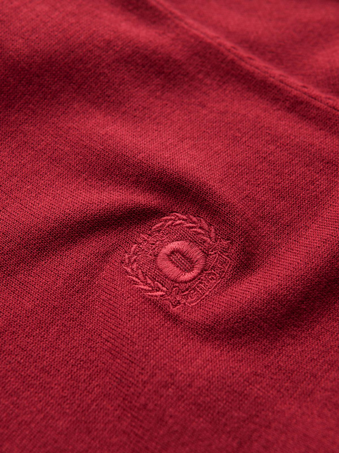 Men's elegant V-neck BASIC sweater with viscose - red V20 OM-SWBS-0107