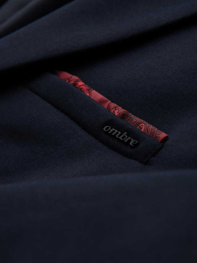 Men's knitted jacket with a fitted cut - navy blue V3 OM-BLZB-0100