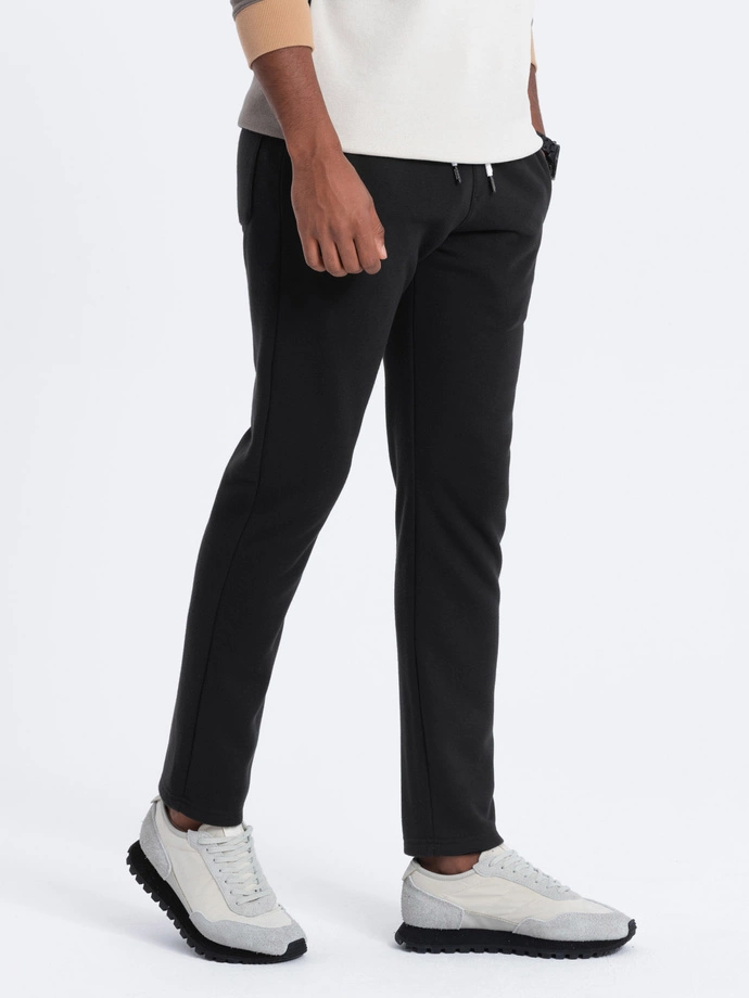 Pantaloni de trening cu picior drept pentru bărbați - negru V1 OM-PABS-0155