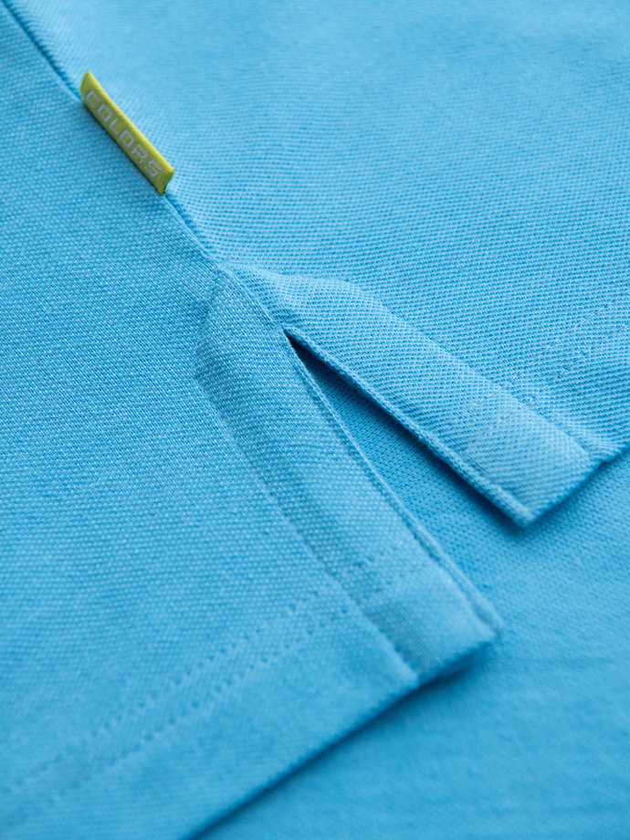 Cotton pique knit polo shirt - light blue V3 OM-POSS-0103