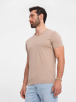 Men's BASIC classic cotton T-shirt with a v-neck - ash V21 OM-TSBS-0145