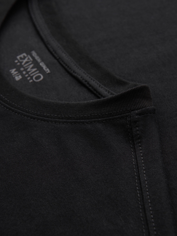 Men's cotton jersey T-shirt with large side lettering - black V1 OM-TSPT-0213