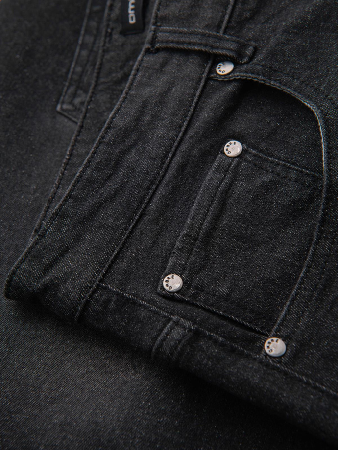 Men's denim shorts with rolled up leg - black V3 OM-SRDS-0164