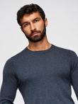 BASIC men's viscose classic sweater with round neckline - navy blue melange V16 OM-SWBS-0106