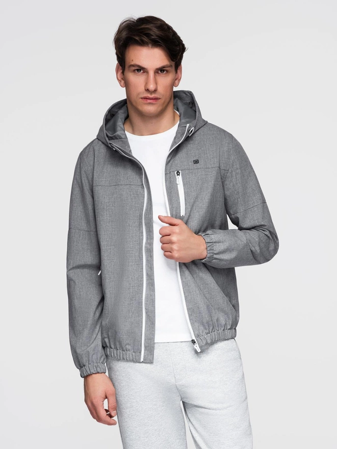 Jachetă sport ușoară pentru bărbați cu căptușeală fleece - gri V3 OM-JANP-0136