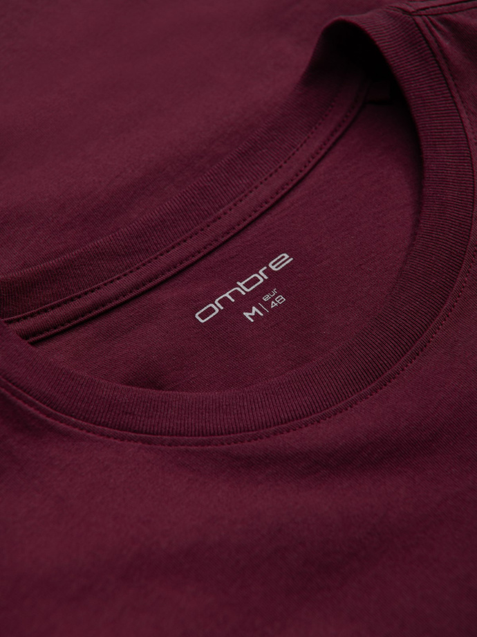 Men's cotton tricolor t-shirt - maroon and black V5 OM-TSCT-0174