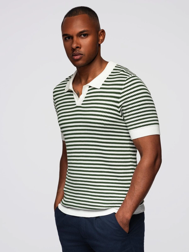 Tricou polo bărbătesc fără nasturi - albastru marin V3 OM-POSS-0110