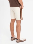 Men's sweat shorts with piping and drawstring waistband - cream V3 OM-SRSK-0156