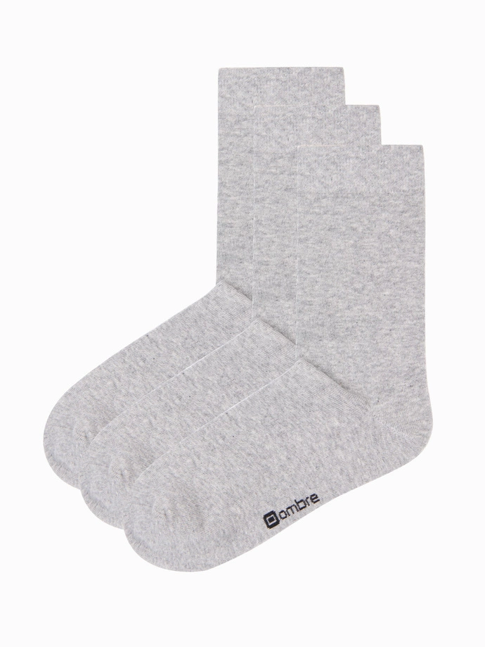 Men's long socks 3-pack - gray V3 OM-SOLS-0101