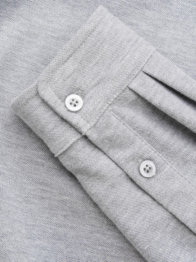 Cămașă SLIM FIT tricotată cu mânecă lungă pentru bărbați - gri V5 OM-SHCS-0177