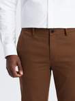 Men's SLIM FIT chino pants with fine texture - caramel V3 OM-PACP-0190