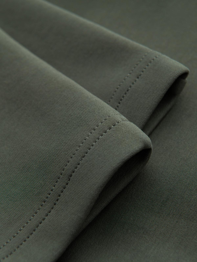 Pantaloni de trening pentru bărbați cu picior drept și detalii din cauciuc - verde măslin închis V4 OM-PASK-0281