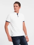 Tricou polo fără guler pentru bărbați - alb V1 OM-TSCT-0156