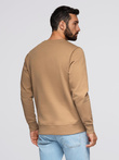 Men's BASIC sweatshirt with round neckline - brown V2 OM-SSBN-0175