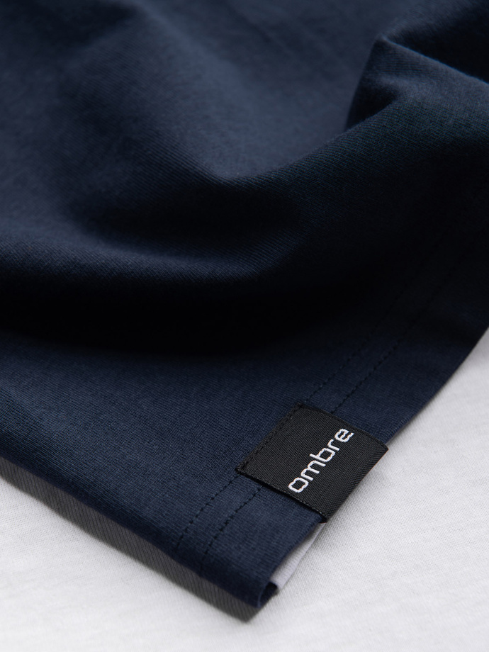 Tricou tricolor din bumbac pentru bărbați - alb și navy V3 OM-TSCT-0174