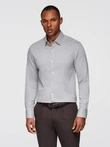 Vyriški SLIM FIT marškiniai iš dekoratyvinio audinio - pilki V2 OM-SHCS-0175