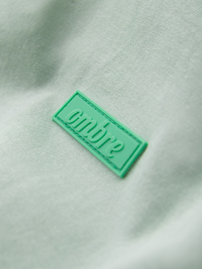 Men's cotton t-shirt with green patch on chest - mint V4 OM-TSCT-0151