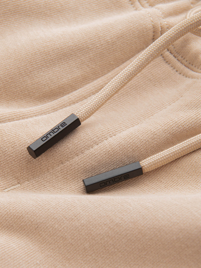 Pánske bavlnené tepláky BASIC joggers - béžové V6 OM-PABS-0174