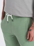 Men's knit shorts with drawstring and pockets - green V3 OM-SRBS-0139