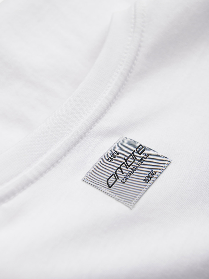 Men's cotton t-shirt with geometric print and logo - white V1 OM-TSPT-0141