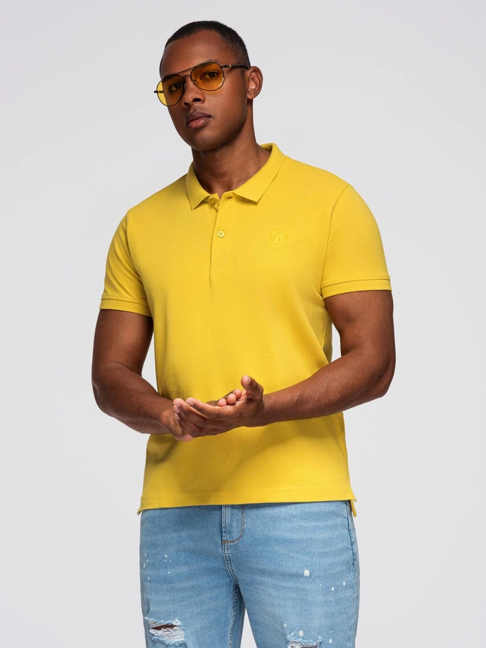 Men's pique knit polo shirt - yellow S1374