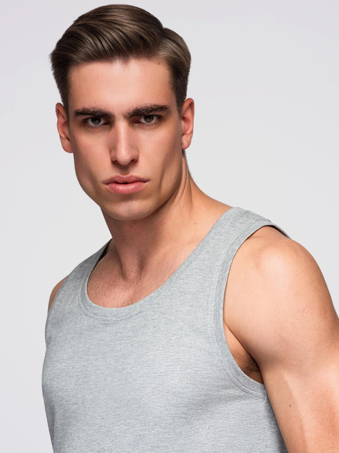 Tricou bărbătesc din bumbac BASIC - gri melange V2 OM-TSBT-0192