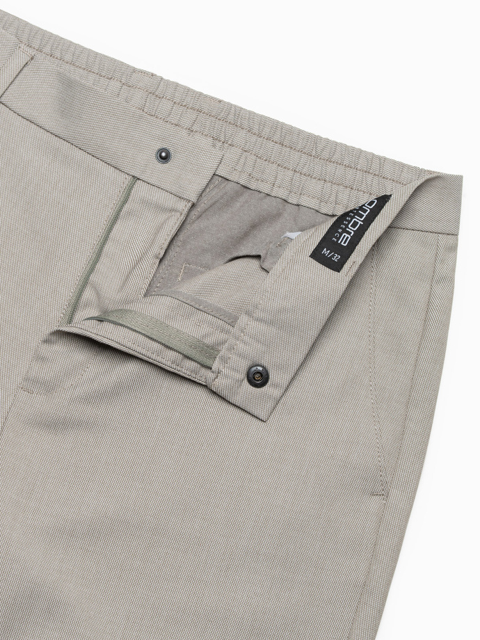 Pánske chino nohavice REGULAR FIT s elastickým pásom - sivo-béžové V1 OM-PACP-0157