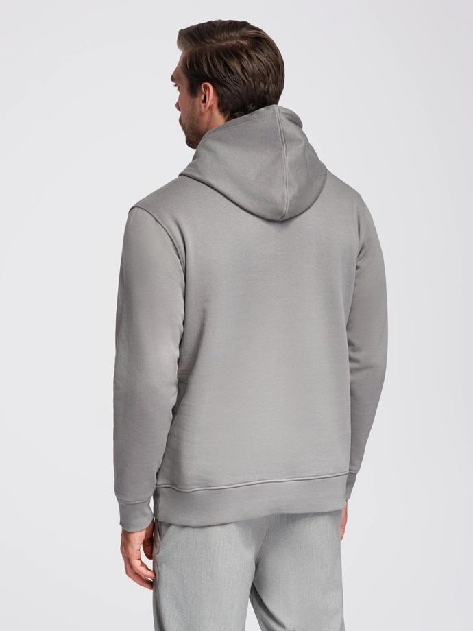 Men's BASIC kangaroo hooded sweatshirt - grey V8 B1674