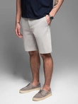Vyriški SLIM FIT trumpi šortai iš melanžinio struktūrizuoto trikotažo - šviesiai pilki V5 OM-SRCS-0166