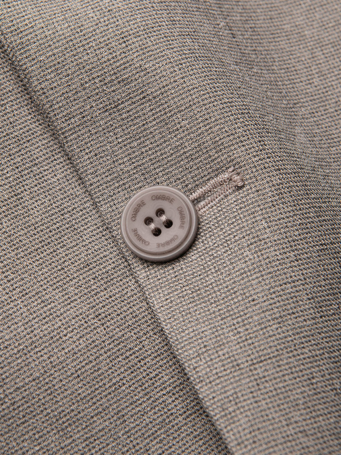 Pánské elegantní sako s ozdobnými knoflíky na manžetách - béžové V3 OM-BLZB-0114