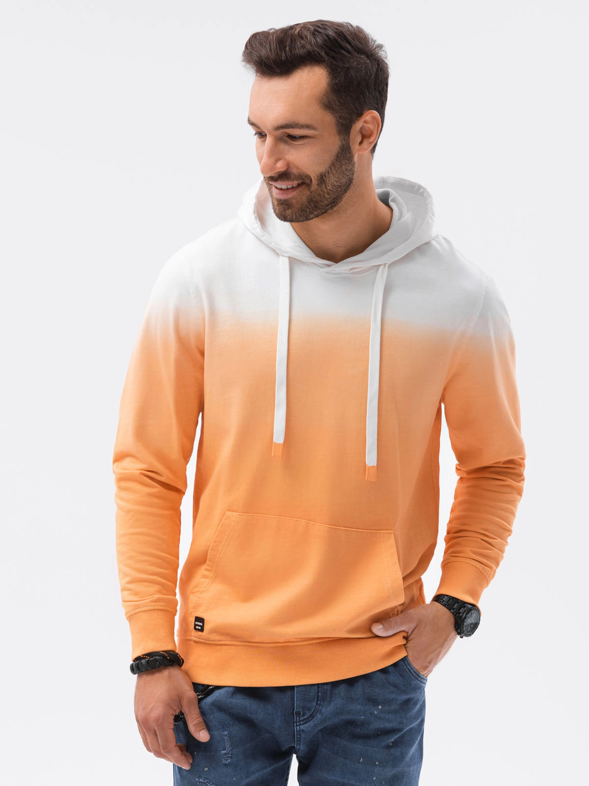 Men s hooded sweatshirt light orange B1174