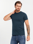 Set tricou BASIC pentru bărbați din bumbac cu decolteu rotund - negru/alb/albastru V1 OM-TSBS-0232